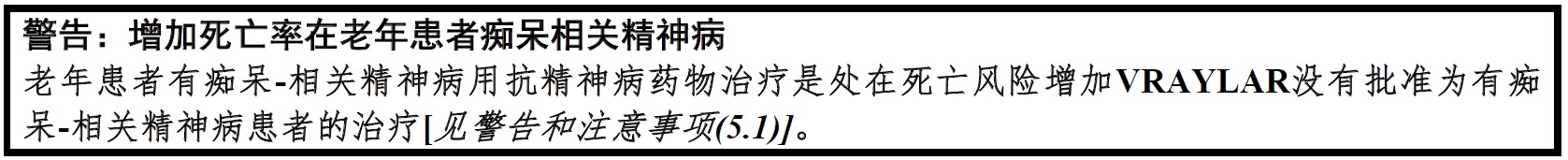 Vraylar(卡比米嗪[cariprazine])使用说明书2015年第一版