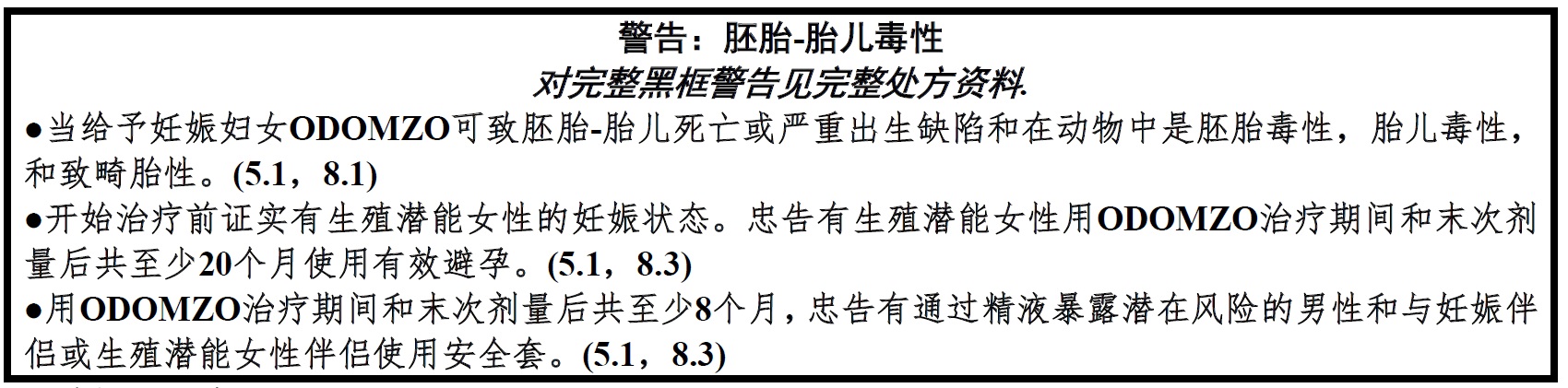 Odomzo(sonidegib)使用说明书2015年第一版