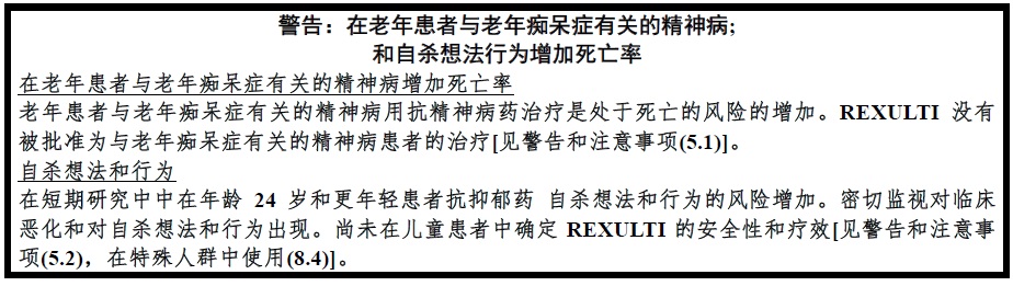 Rexulti(brexpiprazole)片使用说明书2015年第一版